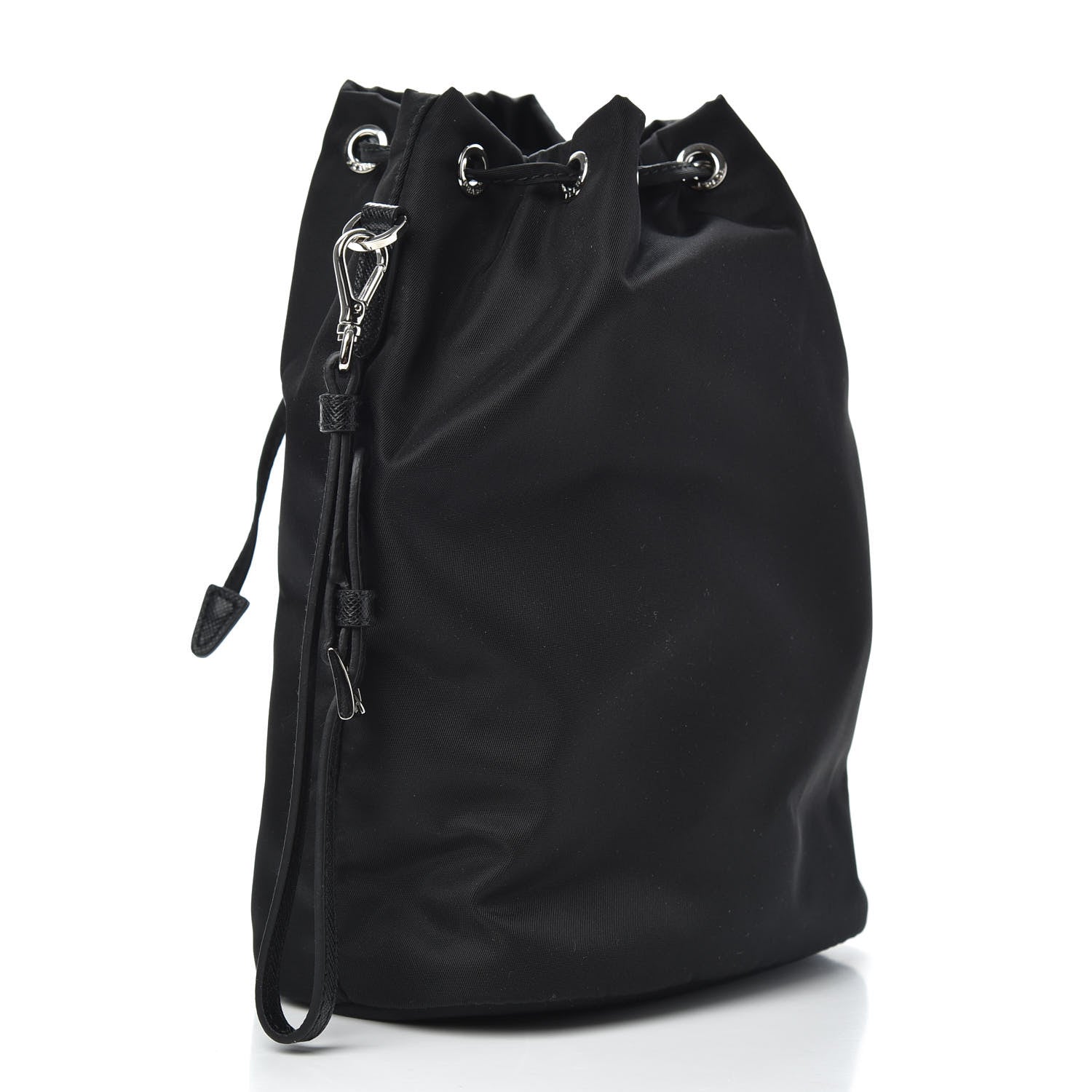 Prada Tessuto Nylon Saffiano Smalto Bucket Wristlet Black 3 of 8