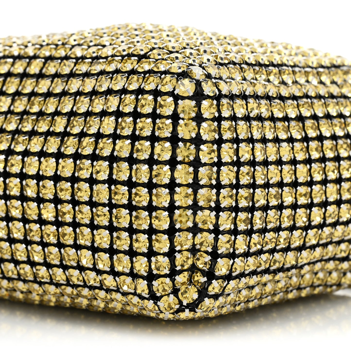 Mesh Crystal Rhinestone Mini Heiress Pouch Porcelain