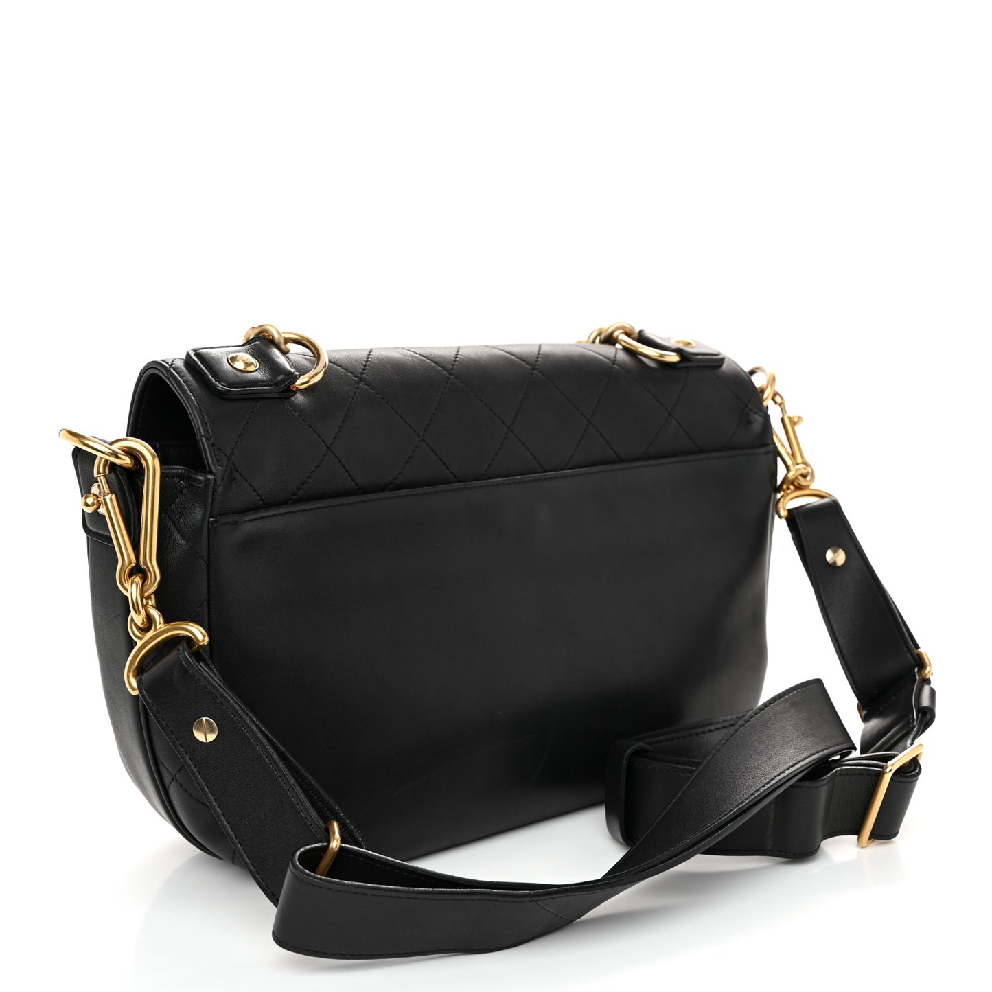 Calfskin Stitched Small Paris in Rome Messenger Black