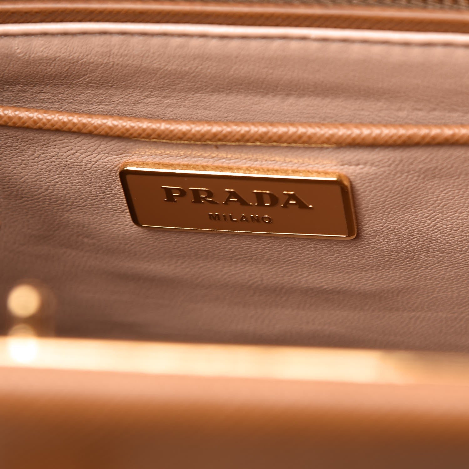 Prada Saffiano Lux Framed Bag Caramel 6 of 8