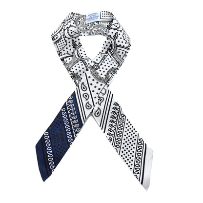 Hermes Silk Eperon d'Or Cut Twilly White Marine Black 1 of 3