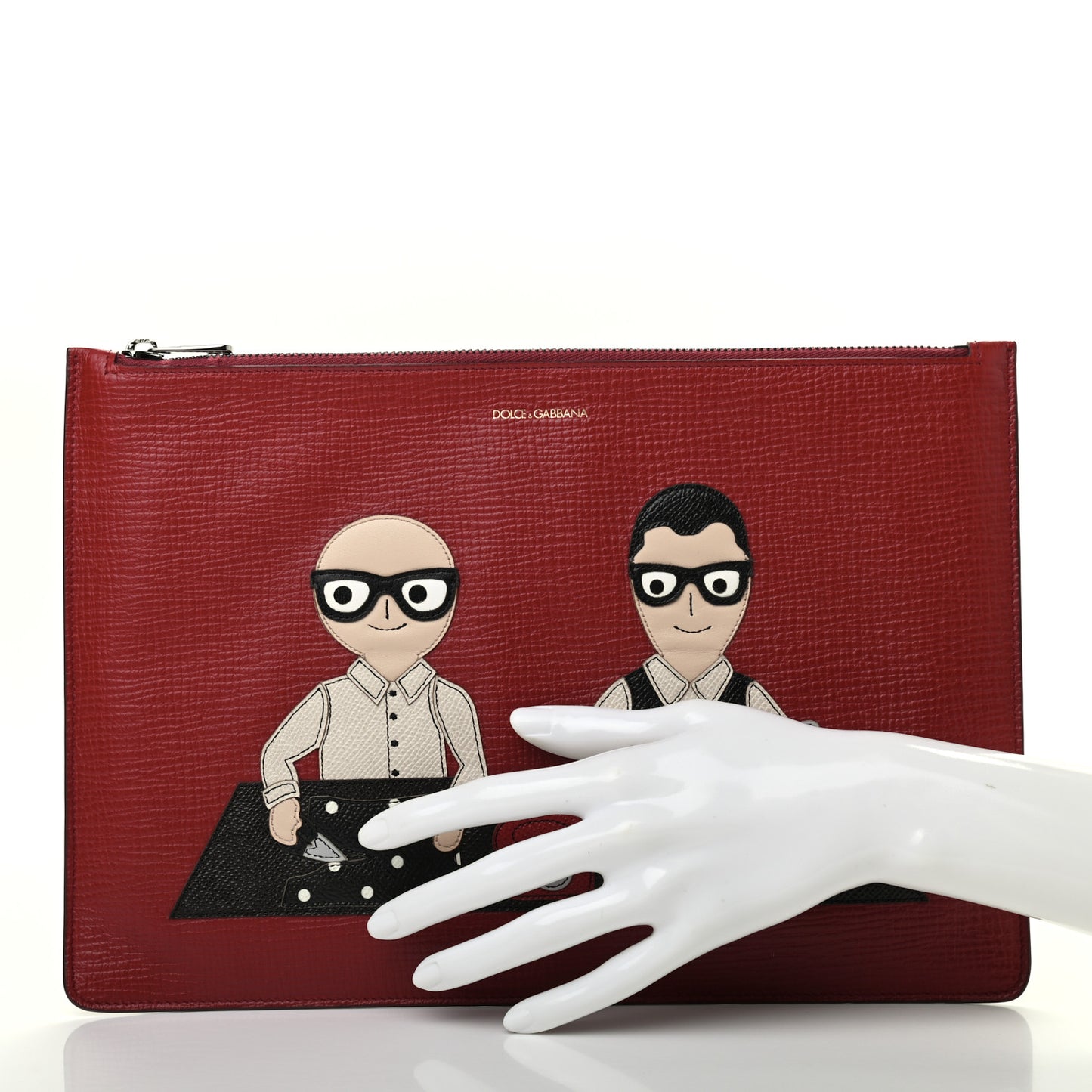 Dauphine Family Patch Zip Clutch Bag Red