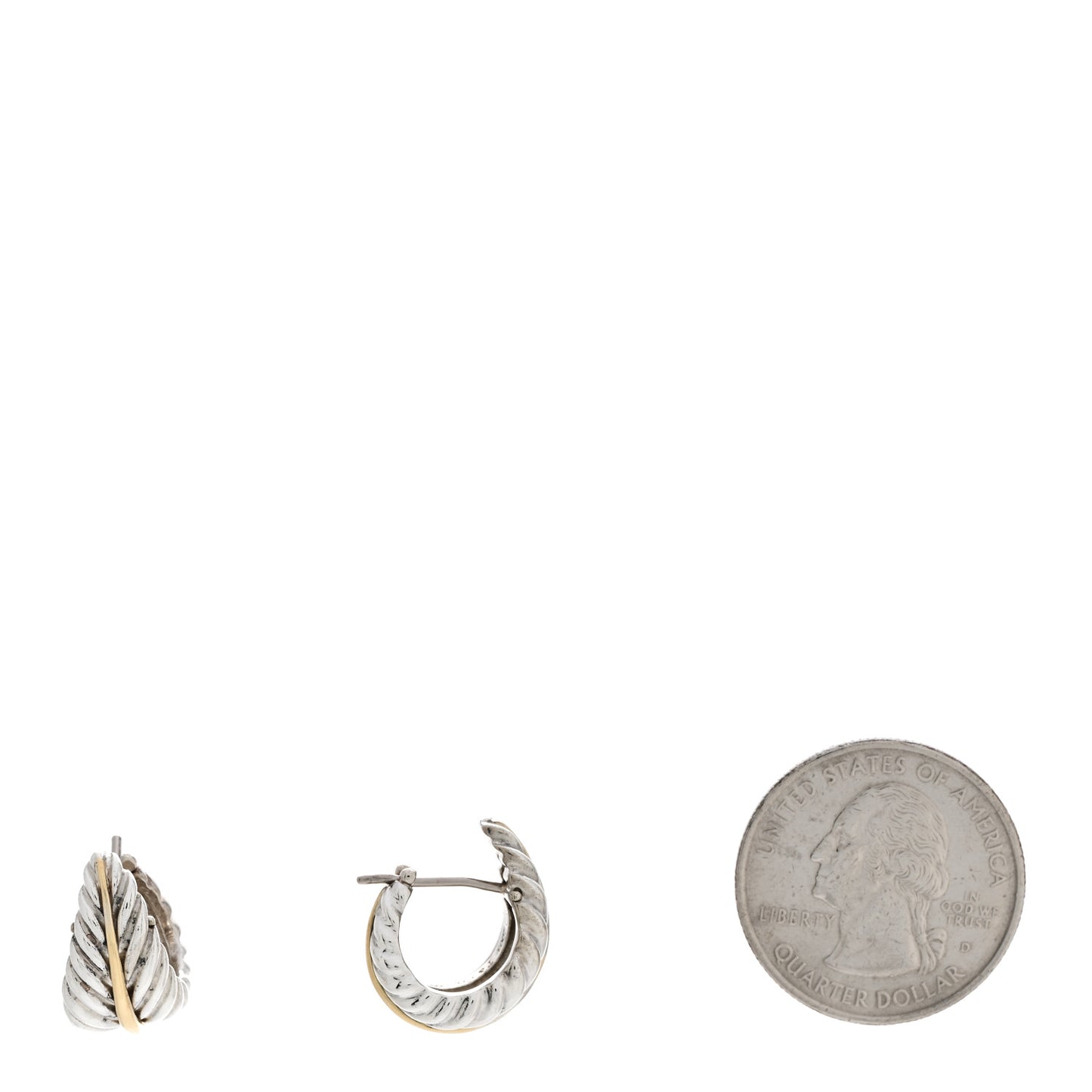 Sterling Silver 18K Yellow Gold Leaf Hoop Earrings