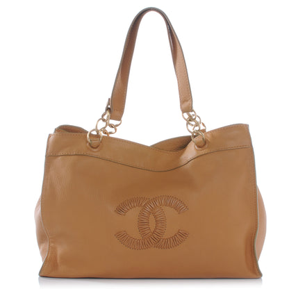 Chanel Calfskin Woven CC Tote Beige 1 of 7