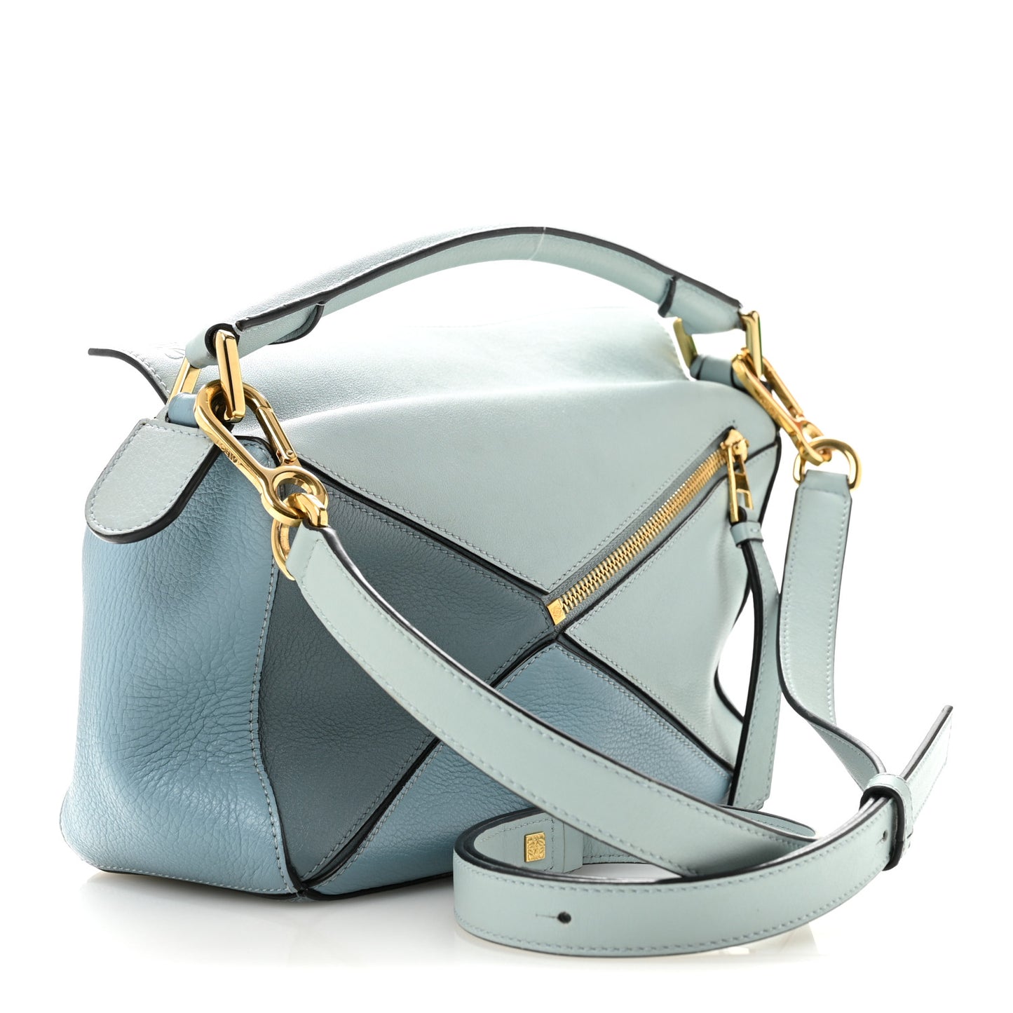 Calfskin Small Puzzle Bag Aqua Light Blue Stone Blue