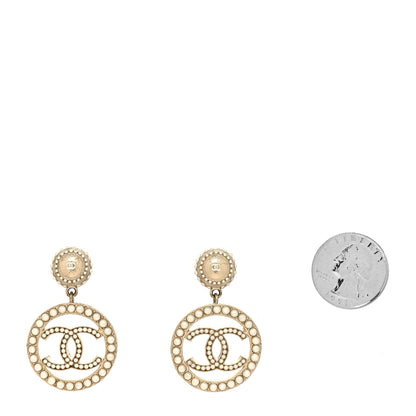Chanel Pearl CC Drop Earrings Light Gold 2 of 4