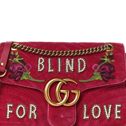 Gucci Velvet Matelasse Blind for Love Embroidered Medium GG Marmont Shoulder Bag Light Raspberry Rose Multicolor 8 of 10