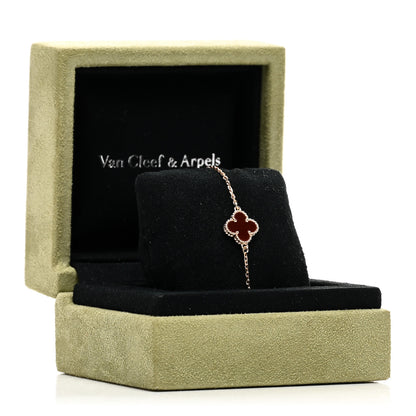 Van Cleef & Arpels 18K Rose Gold Carnelian Sweet Alhambra Bracelet 4 of 4