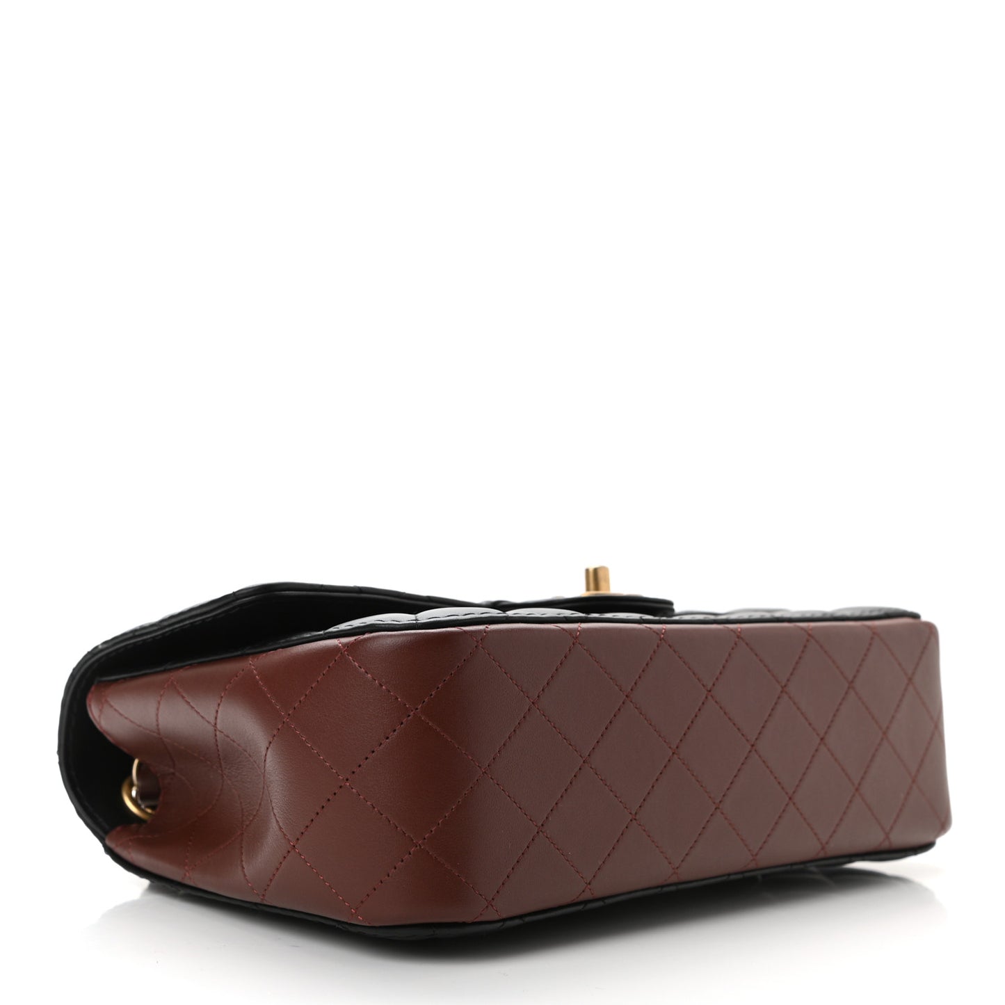 Calfskin Quilted Strap Into Flap Bag Black Brown