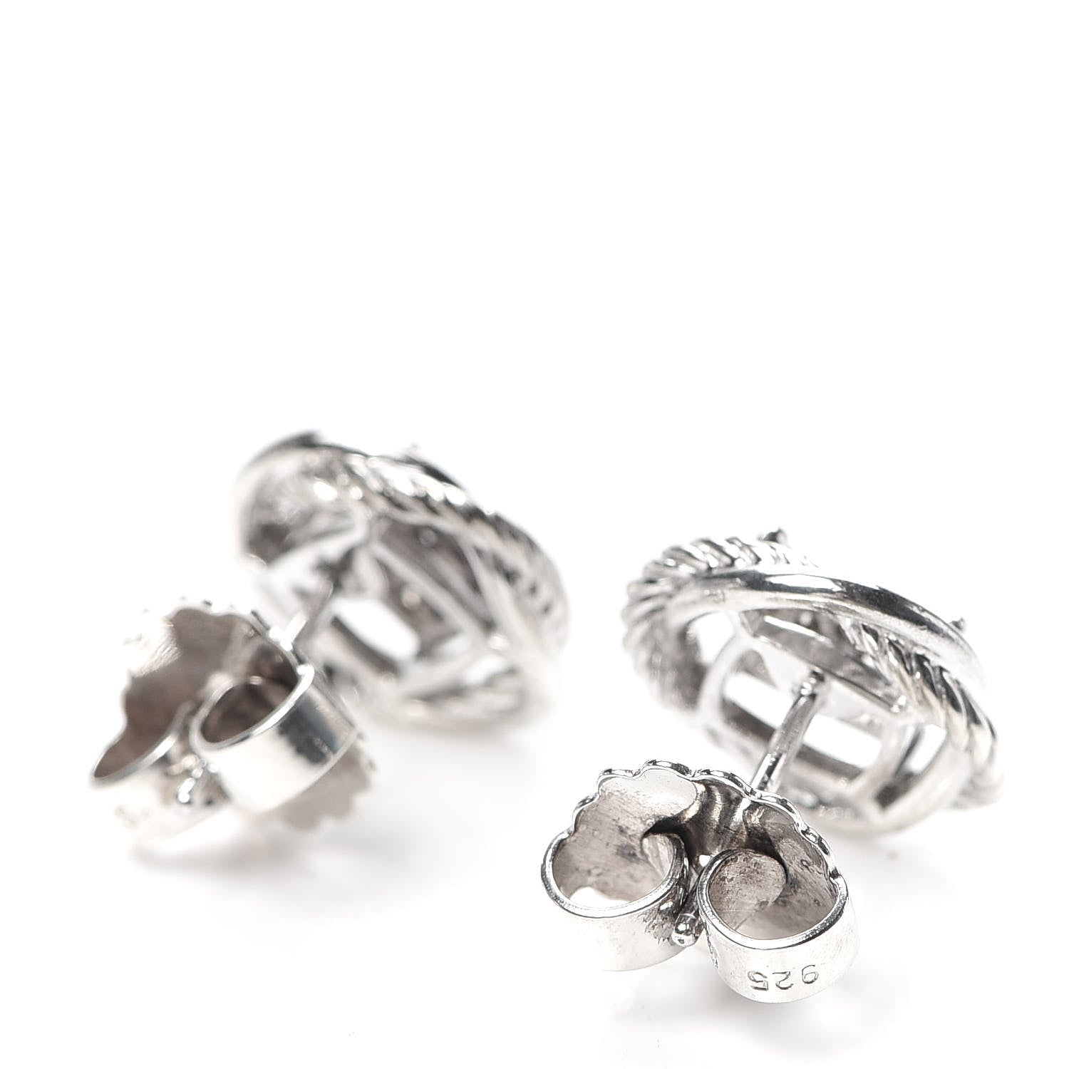 David Yurman Sterling Silver Diamond 13mm Infinity Earrings 3 of 4