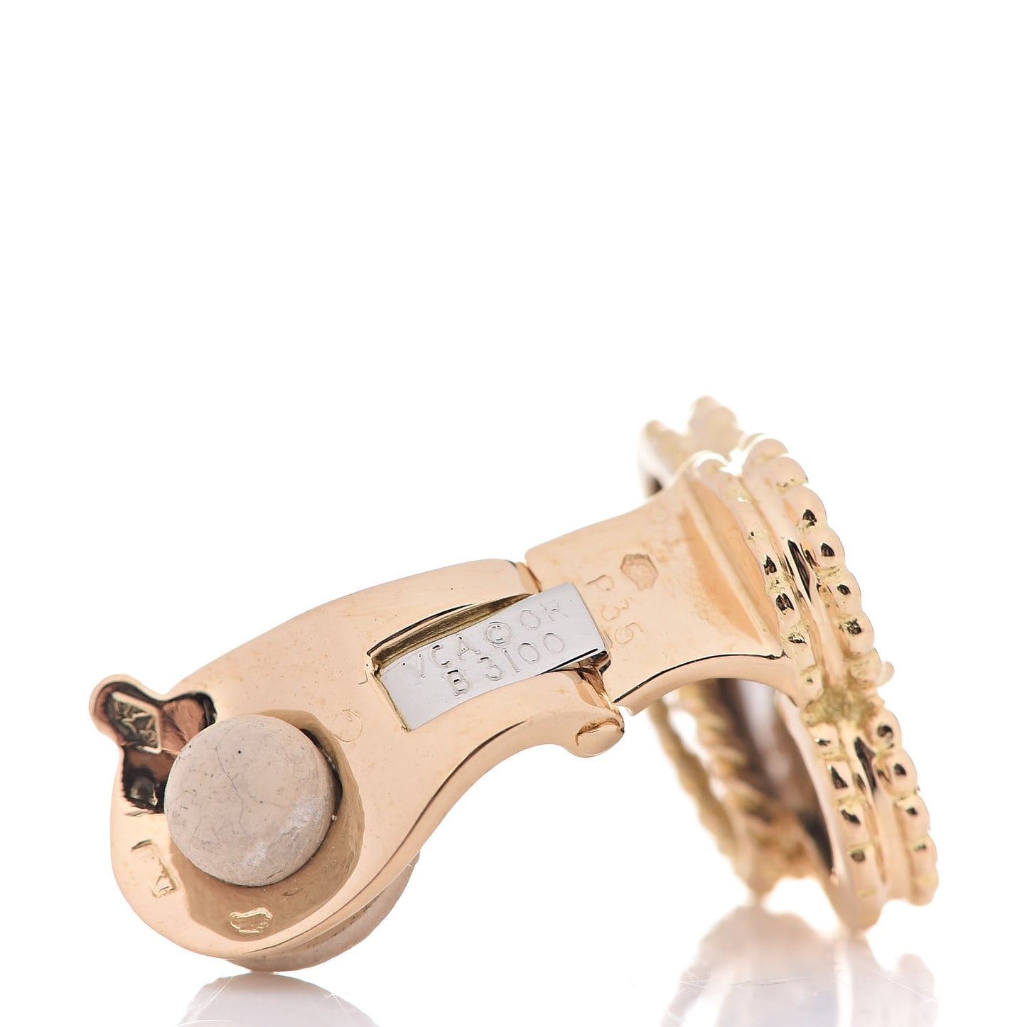 18K Yellow Gold Grey Mother of Pearl Vintage Alhambra Clip-On Earrings