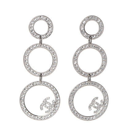 Chanel Crystal CC Drop Earrings Silver 1 of 5