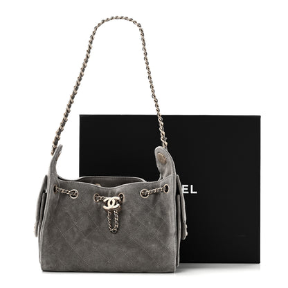Chanel Suede Quilted Mini Chanel 25 Handbag Dark Grey 11 of 11