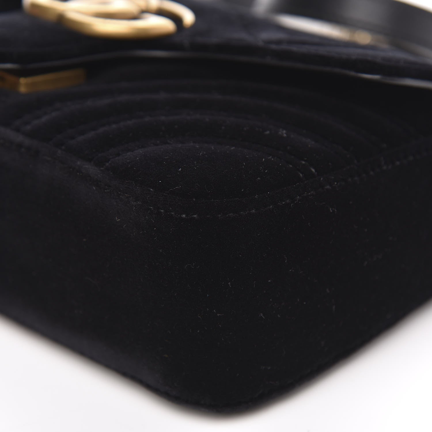 Gucci Velvet Matelasse Mini GG Marmont Shoulder Bag Black 9 of 12