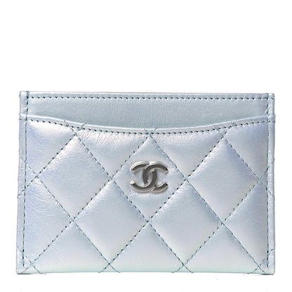 Chanel Iridescent Lambskin Quilted Card Holder Light Blue 1 of 8