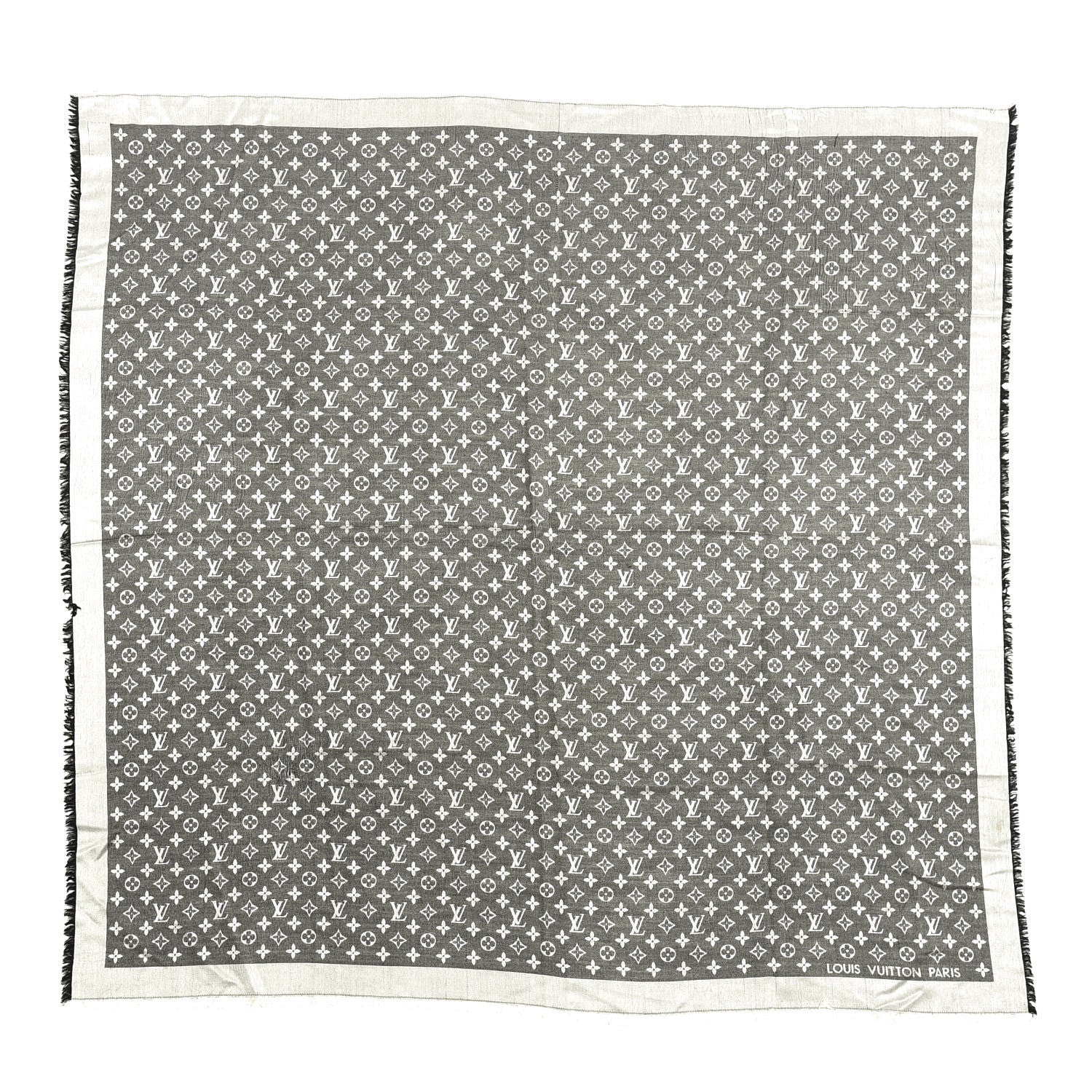 Louis Vuitton Silk Wool Monogram Denim Shawl Black 1 of 6