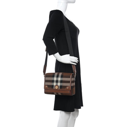 Burberry Calfskin Exaggerated Check Note Crossbody Bag Dark Birch Brown 2 of 10