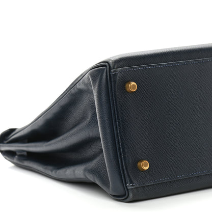 Hermes Courchevel Kelly Retourne 35 Bleu Marine 7 of 15