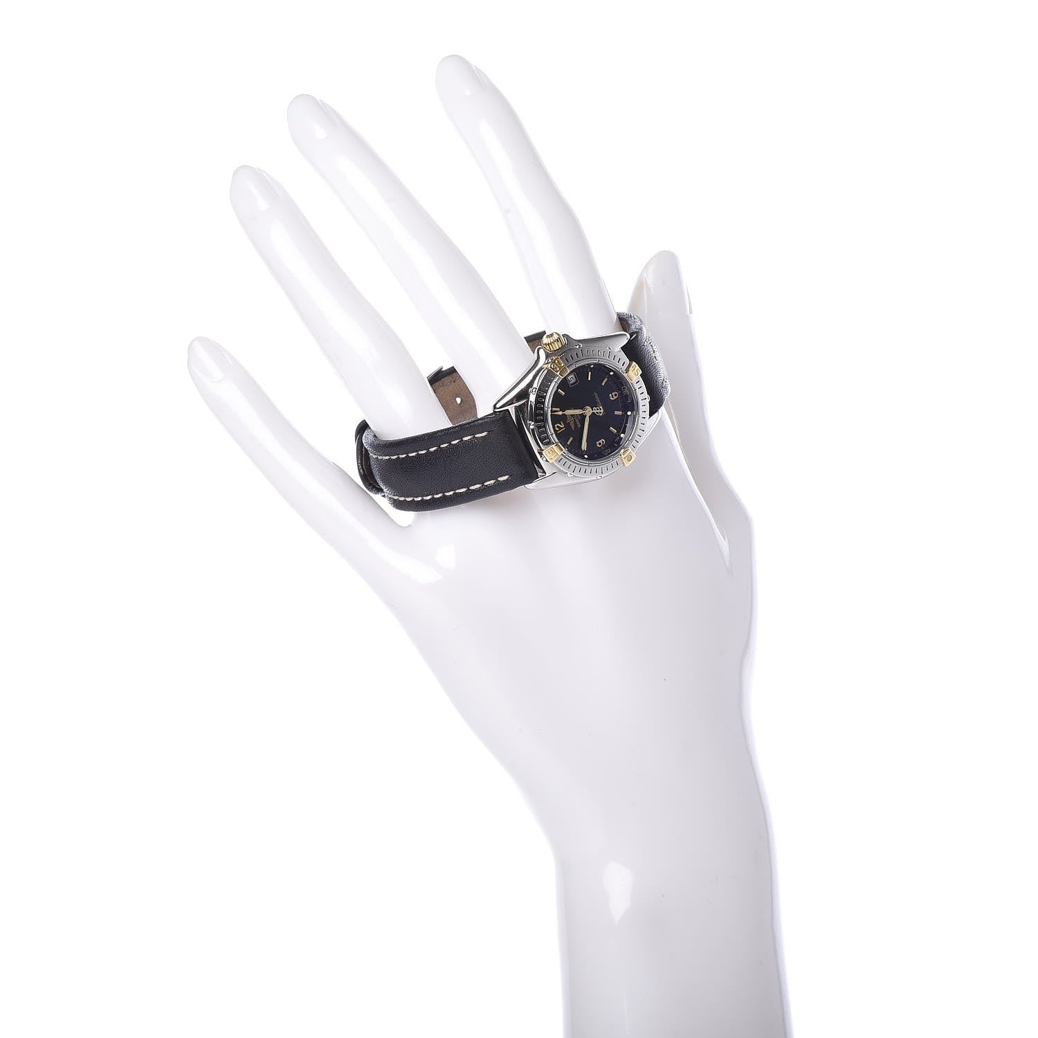 Breitling Stainless Steel 18K Yellow Gold Calfskin 28mm Callistino Quartz Watch Black B52045.1 2 of 11