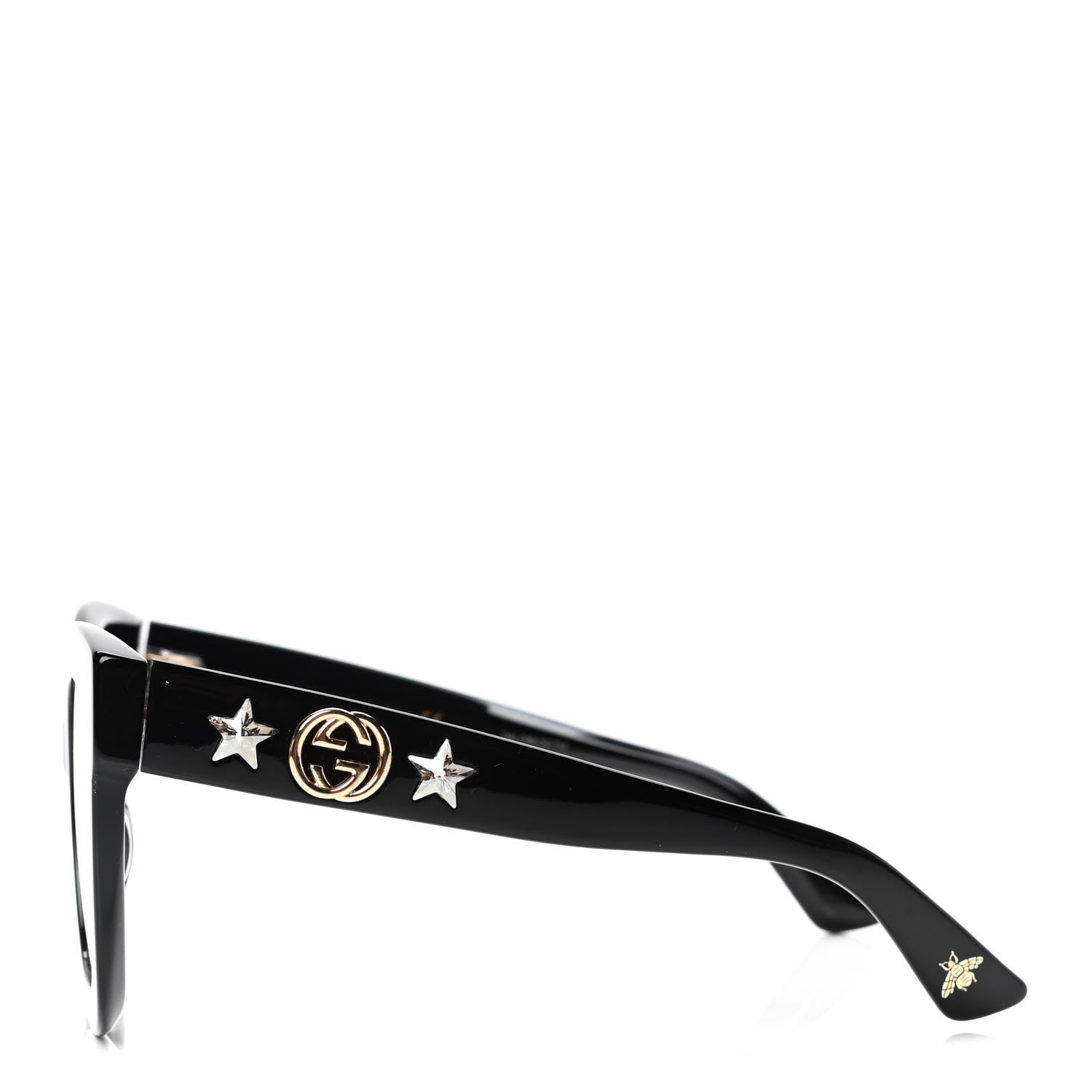 Gucci Acetate Crystal Star Round Frame Sunglasses GG0208S Black 3 of 4