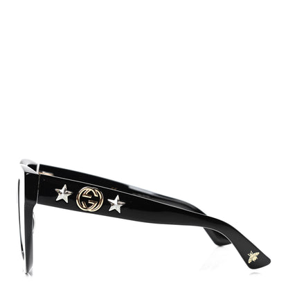 Gucci Acetate Crystal Star Round Frame Sunglasses GG0208S Black 3 of 4