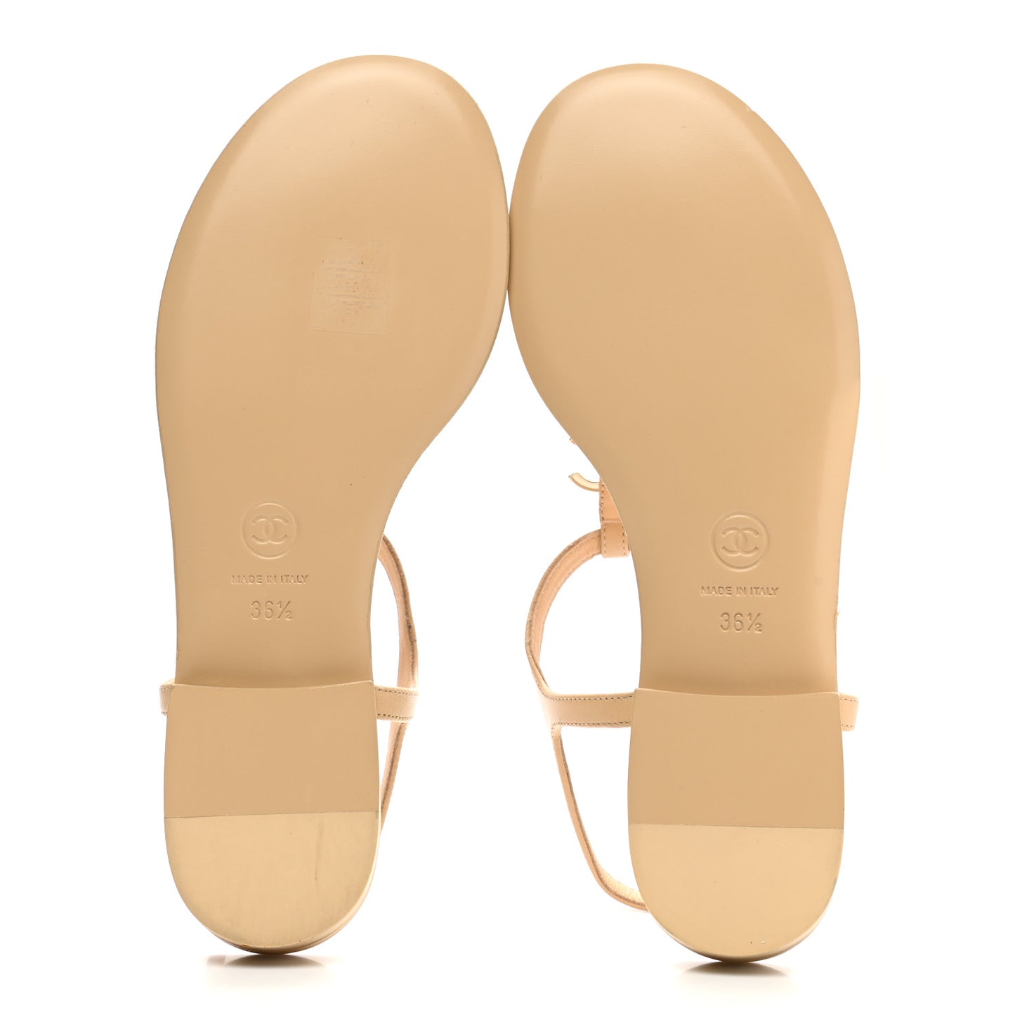 Lambskin CC Thong Sandals 36.5 Beige