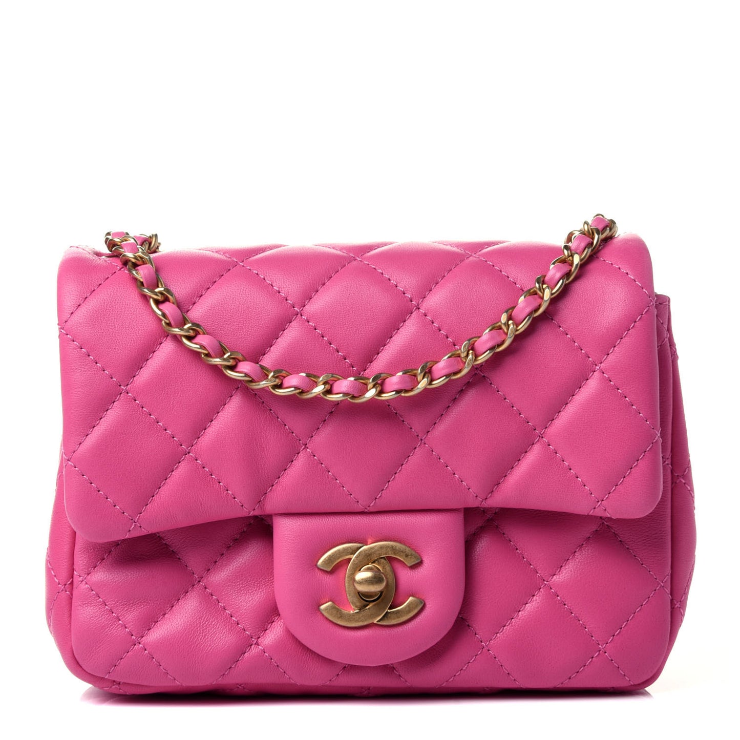 Lambskin Quilted Mini Pearl Crush Flap Pink