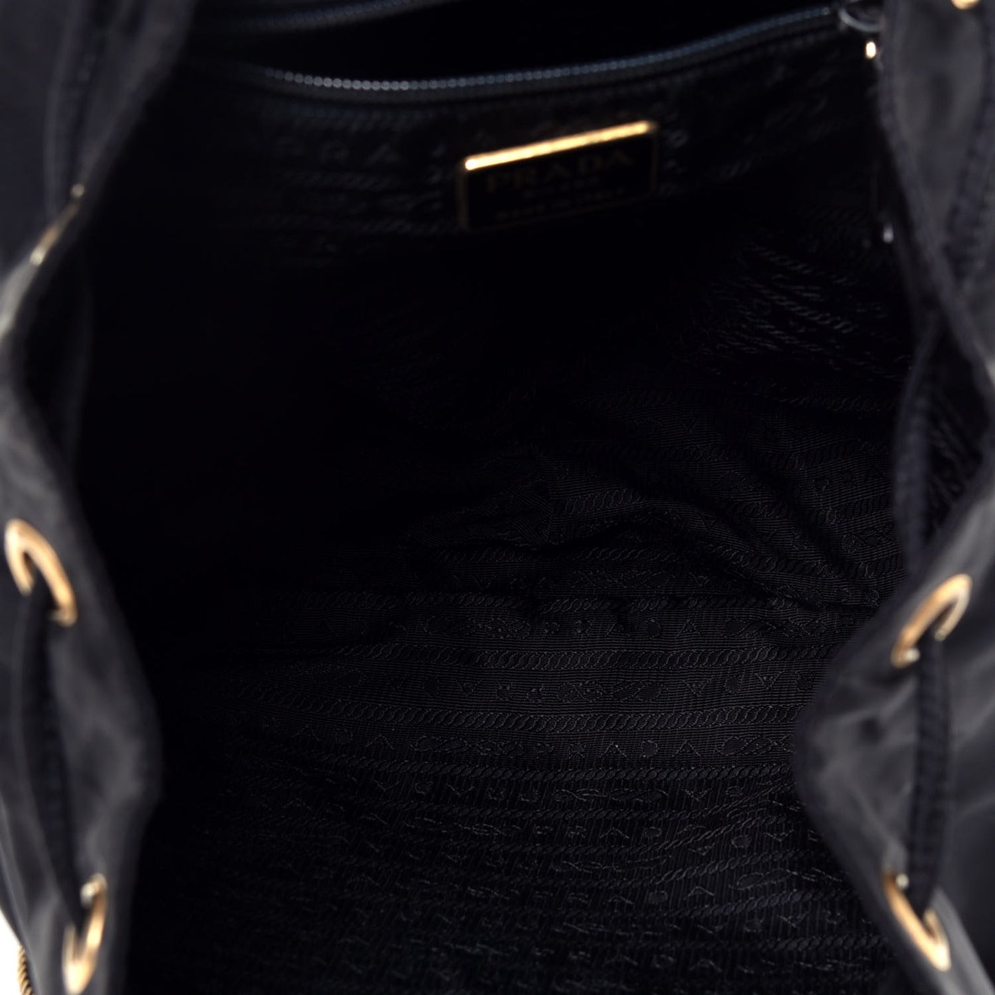 Tessuto Nylon Crocodile Embossed Calfskin Cinch Backpack Black