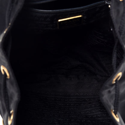 Prada Tessuto Nylon Crocodile Embossed Calfskin Cinch Backpack Black 9 of 14