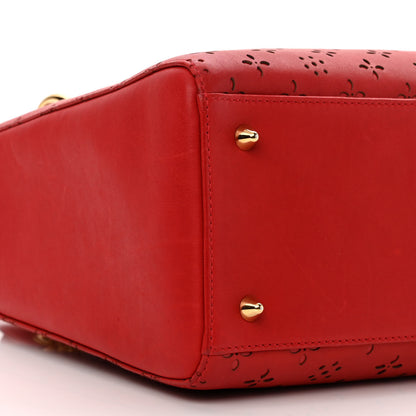 Christian Dior Calfskin Laser Cut Medium Lady Dior Red 9 of 11