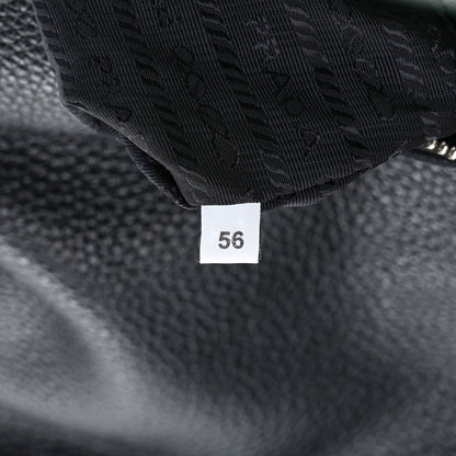 Prada Vitello Daino Triangle Logo Embossed Shoulder Bag Black 7 of 10