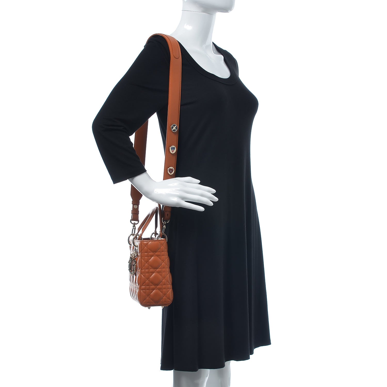 Christian Dior Lambskin Cannage Small Lucky Badges My Lady Dior Orange 3 of 9