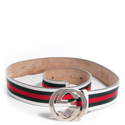 Gucci Leather Web GG Belt 100 40 White 1 of 6