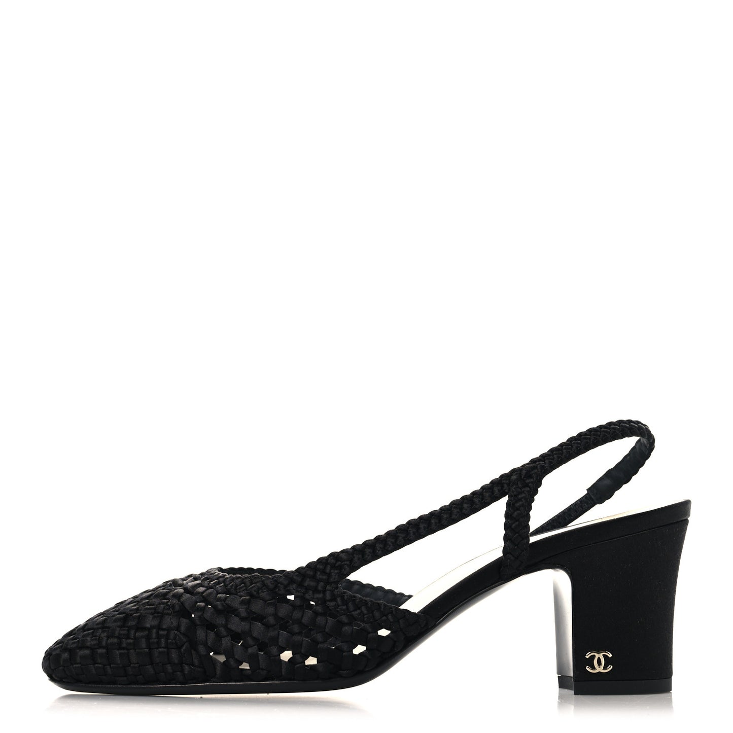 Satin Braided Slingback Flats 39.5 Black