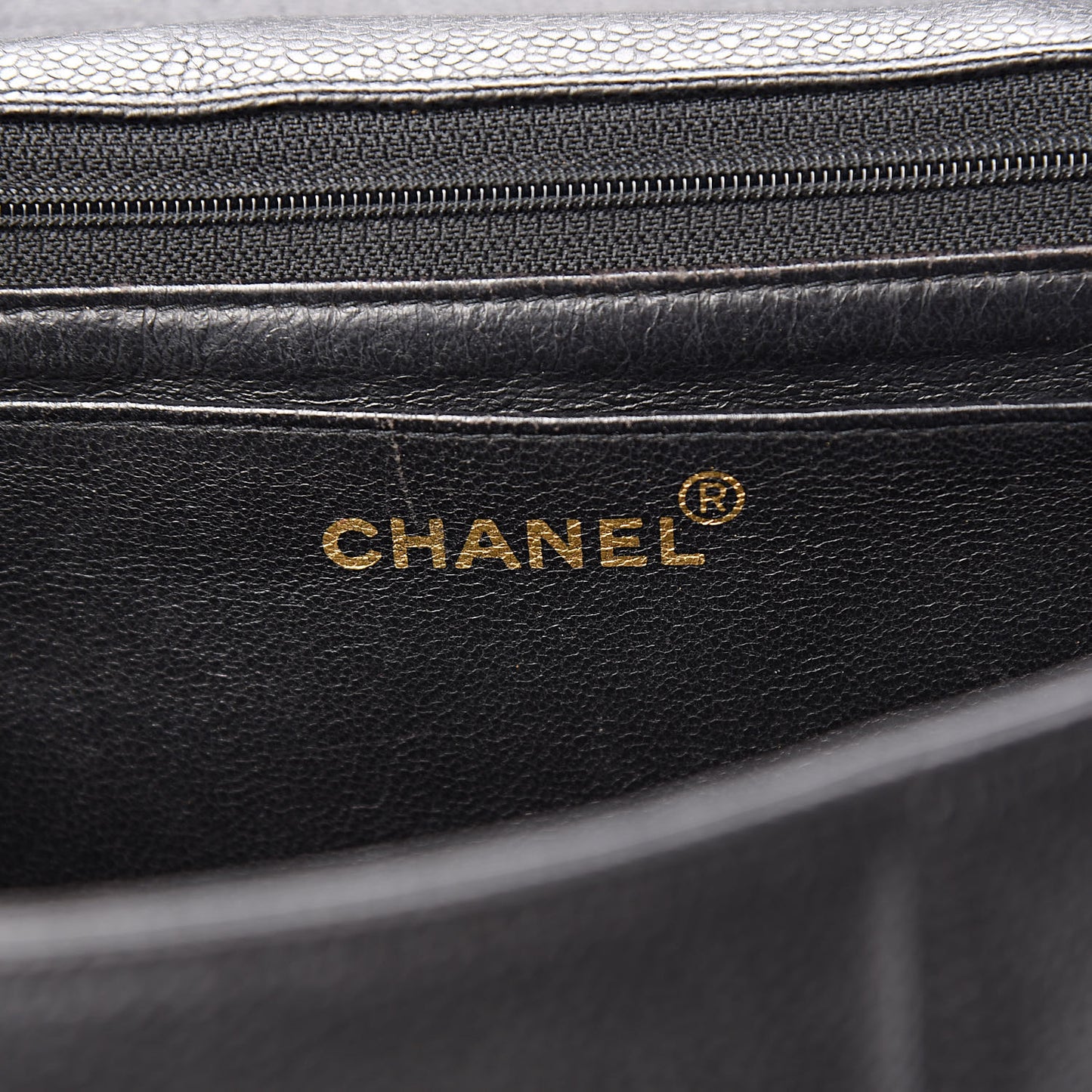 Caviar Vertical Quilted Jumbo Single Flap Black