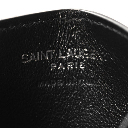 Saint Laurent Grain De Poudre Matelasse Chevron Monogram Credit Card Case Black 6 of 9