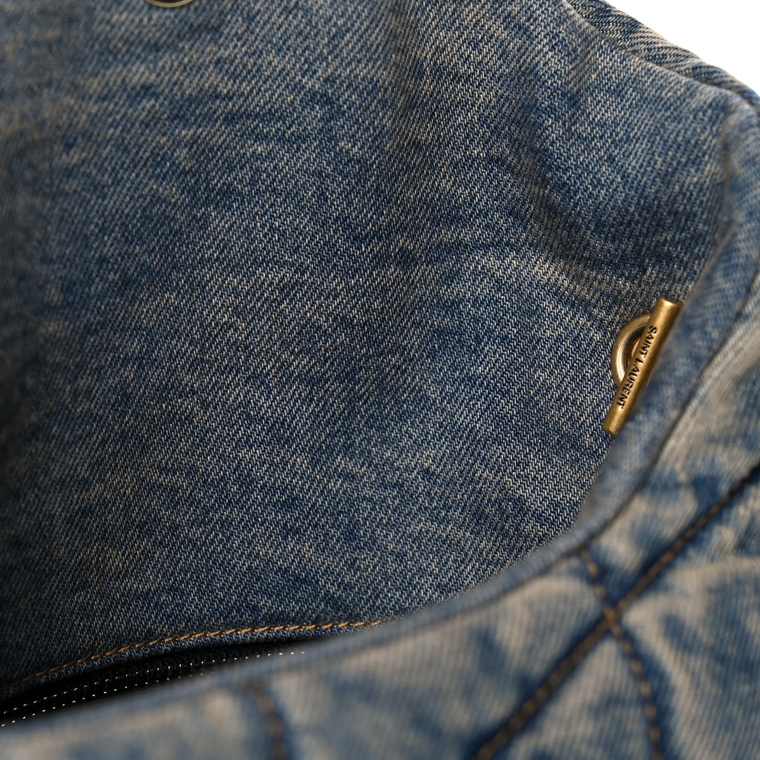 Saint Laurent Denim Quilted Toy Loulou Puffer Monogram Chain Satchel Blue Black 10 of 10
