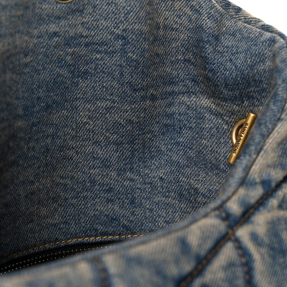 Saint Laurent Denim Quilted Toy Loulou Puffer Monogram Chain Satchel Blue Black 10 of 10