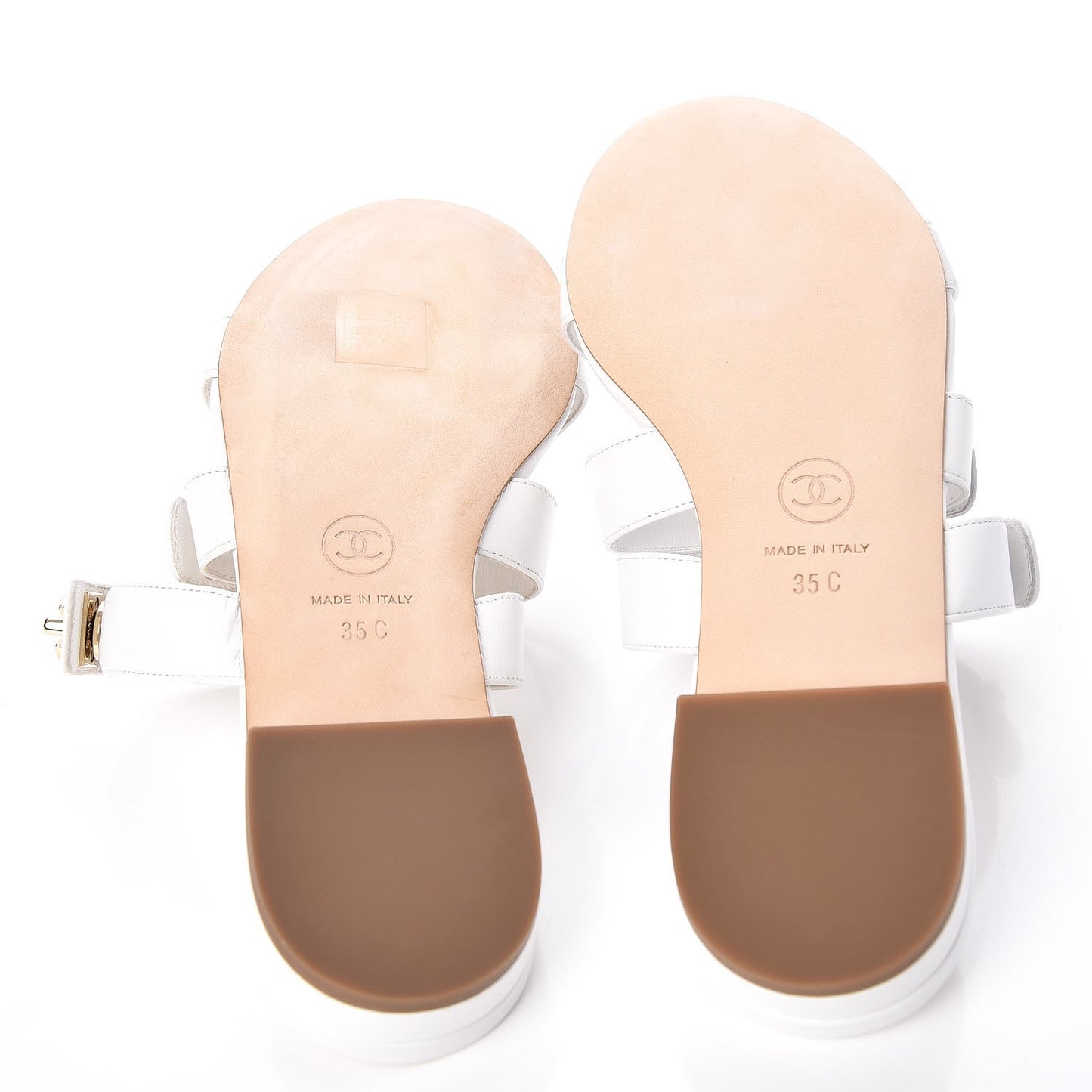 Calfskin Turn Lock Mule Sandals 35 White