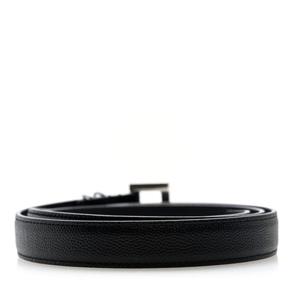 Saint Laurent Grained Calfskin Monogram Cassandre Extra Thin Square Buckle Belt 85 34 Black 2 of 4