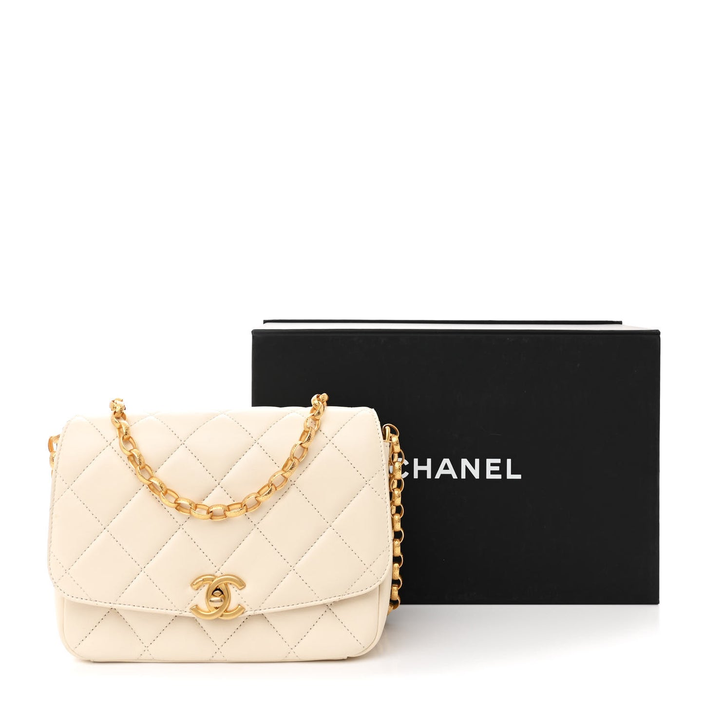 Lambskin Quilted CC Coin Flap Bag White