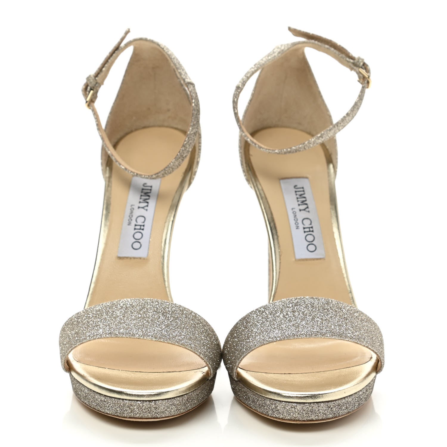Jimmy Choo Dusty Glitter Misty 120 Sandals 39 Platinum Ice 2 of 10