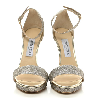 Jimmy Choo Dusty Glitter Misty 120 Sandals 39 Platinum Ice 2 of 10