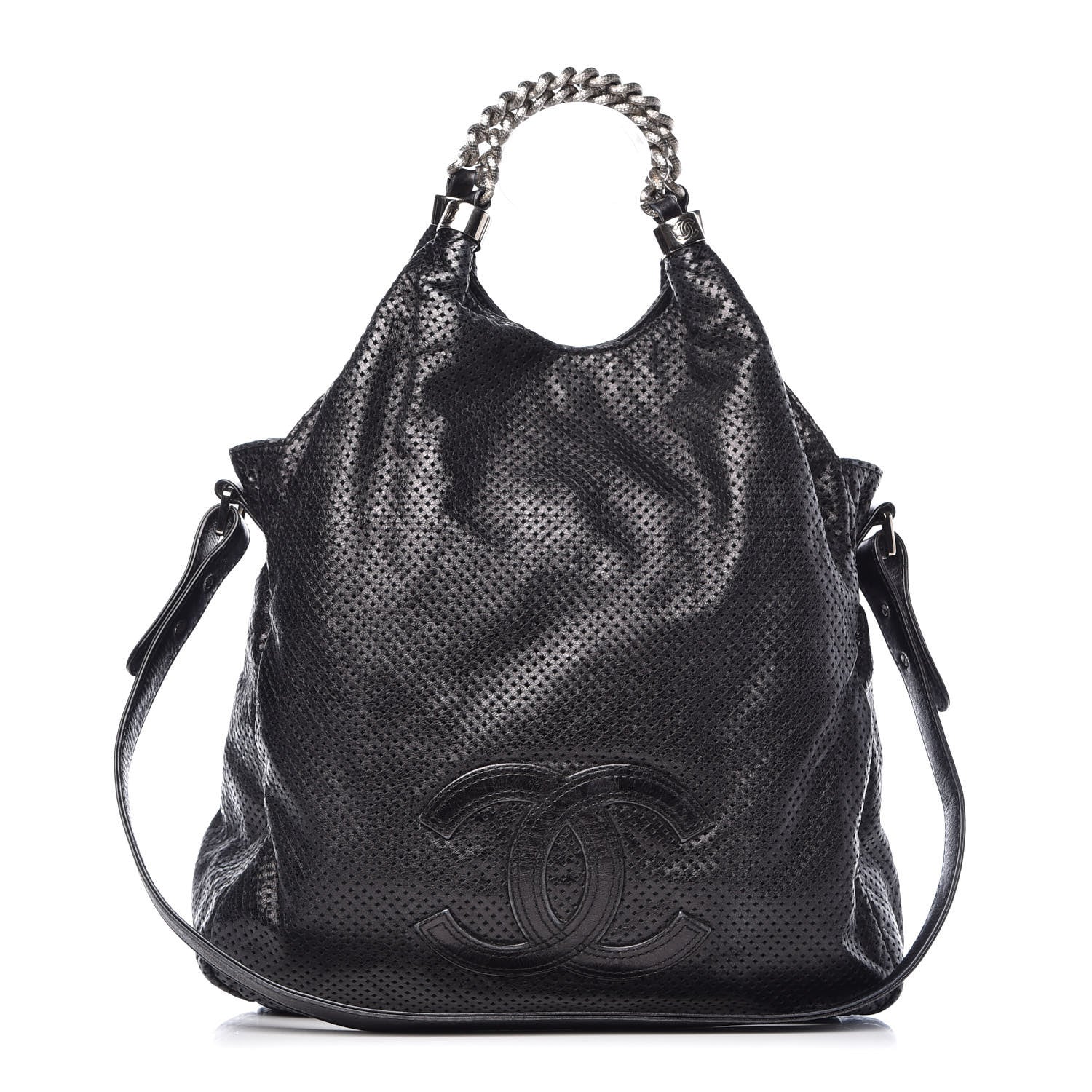 Chanel Glazed Calfskin Perforated Medium Rodeo Drive Tote Black 1 of 9