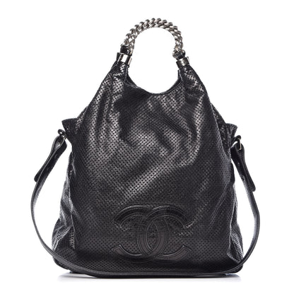 Chanel Glazed Calfskin Perforated Medium Rodeo Drive Tote Black 1 of 9