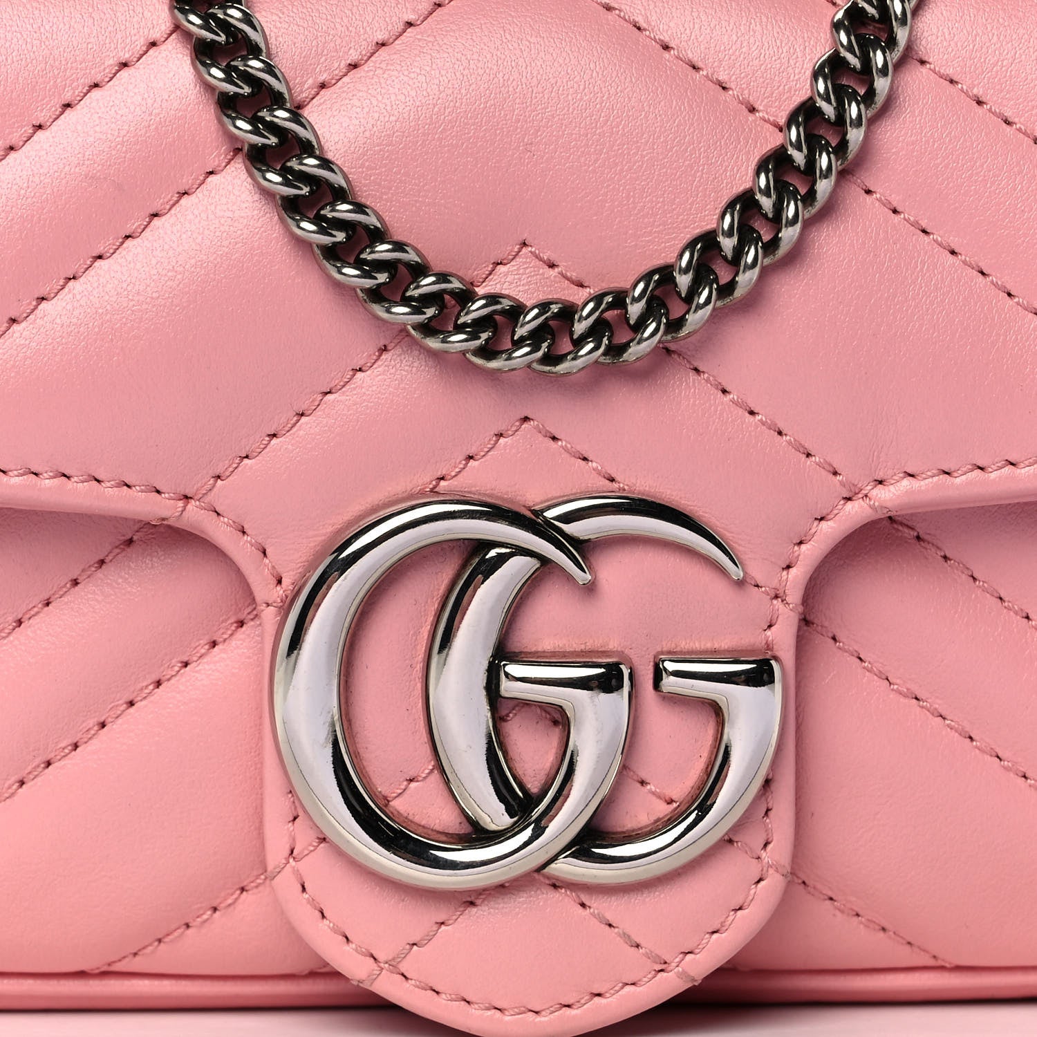 Gucci Calfskin Matelasse Super Mini GG Marmont Shoulder Bag Wild Rose 8 of 11