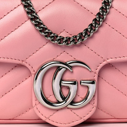 Gucci Calfskin Matelasse Super Mini GG Marmont Shoulder Bag Wild Rose 8 of 11