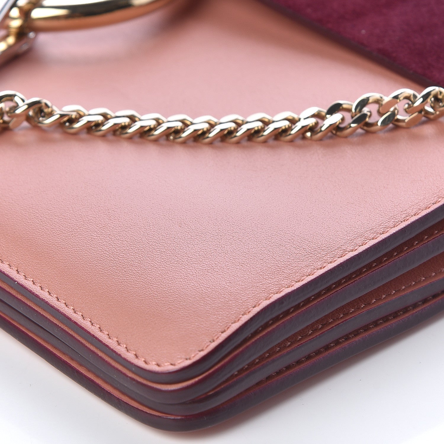 Chloe Calfskin Suede Medium Faye Shoulder Bag Misty Rose Dark Purple 9 of 9