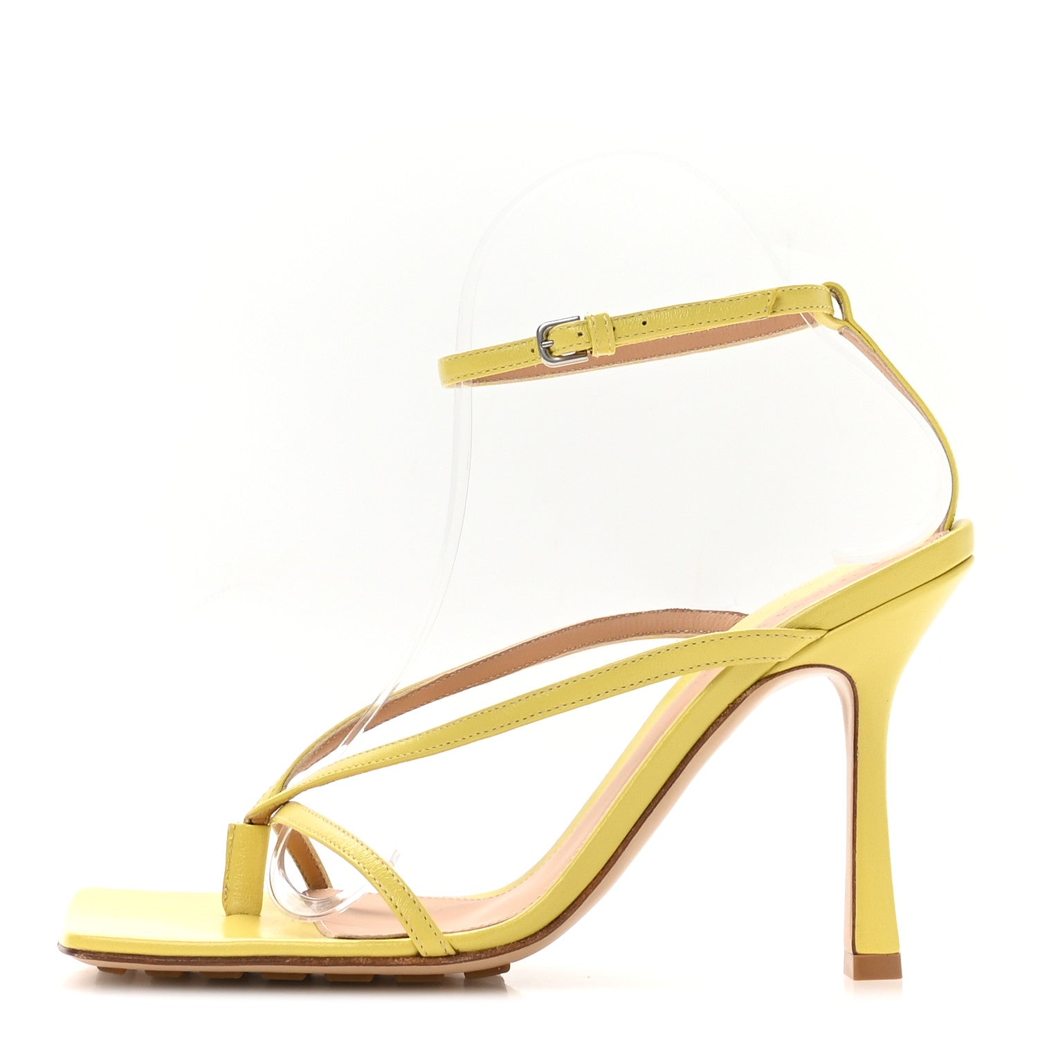 Bottega Veneta Lambskin Stretch Multi Strap 90mm Sandals 38.5 Pear 1 of 8