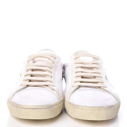 Saint Laurent Distressed Canvas Womens Elba Light Alpha Sigma Sneakers 39 Blanc Optique 2 of 11
